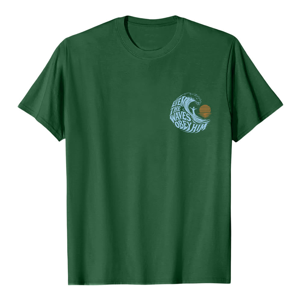 Christianartworkshop Incluso las olas le obedecen. Camiseta clásica con estampado de olas a doble cara. - image 17