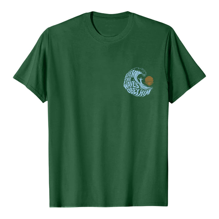 Christianartworkshop Incluso las olas le obedecen. Camiseta clásica con estampado de olas a doble cara. - image 17