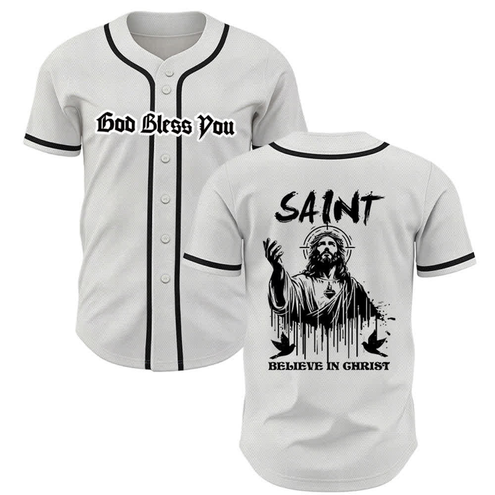 Christianartworkshop Camiseta de béisbol unisex Saint Believe In Christ - Blanco - 5XL - image 0