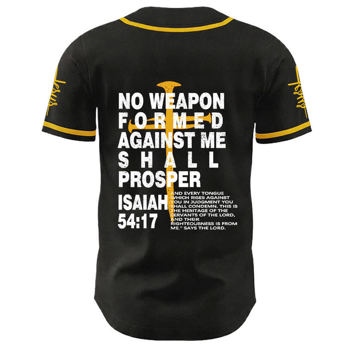Camiseta de béisbol de Christianartworkshop: Ninguna arma forjada contra mí prosperará. - image 7