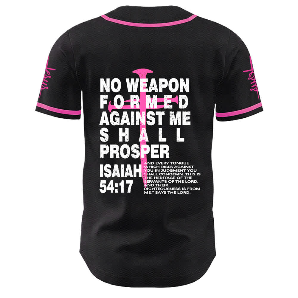 Camiseta de béisbol de Christianartworkshop: Ninguna arma forjada contra mí prosperará. - image 16