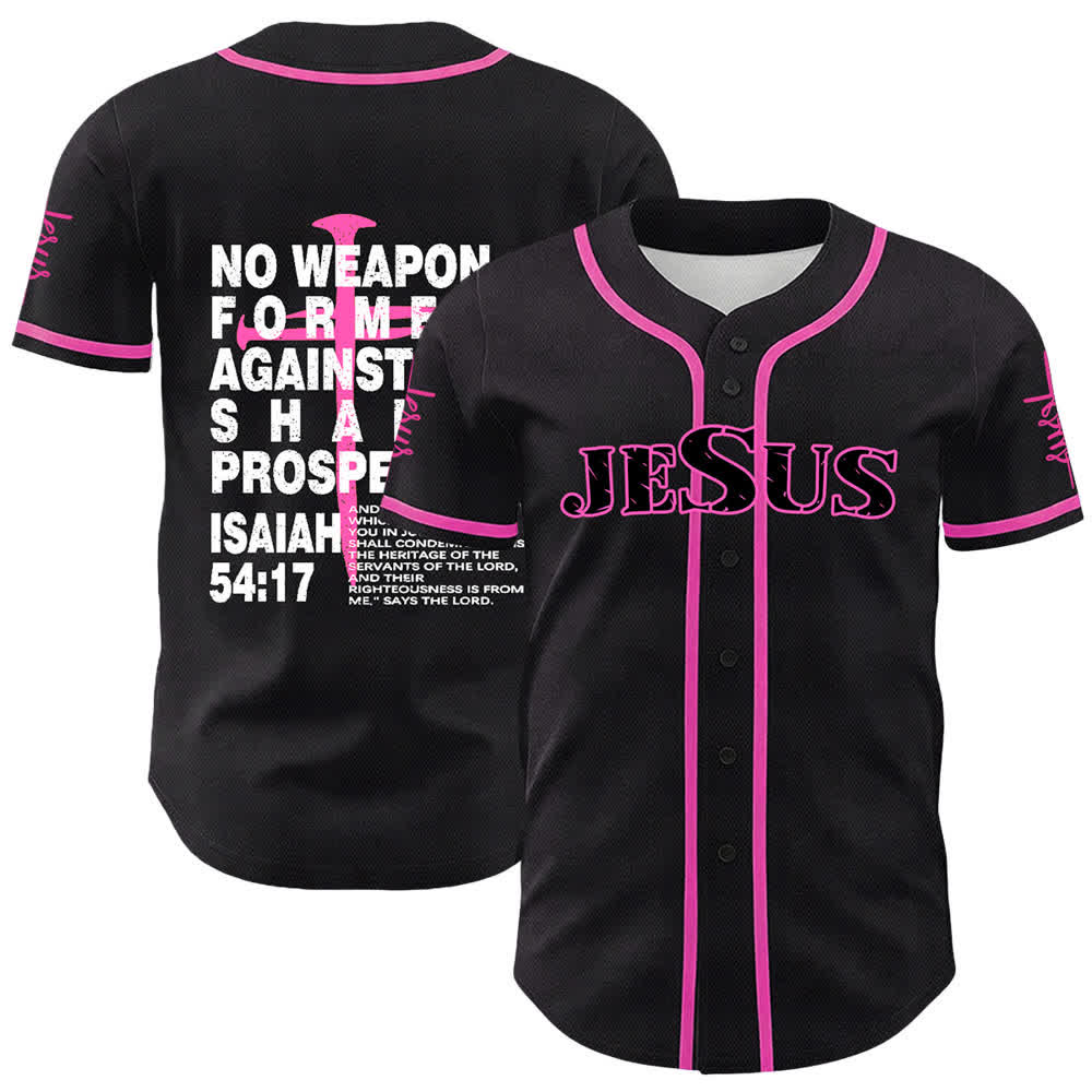 Camiseta de béisbol de Christianartworkshop: Ninguna arma forjada contra mí prosperará. - Rosa - 5XL - image 15