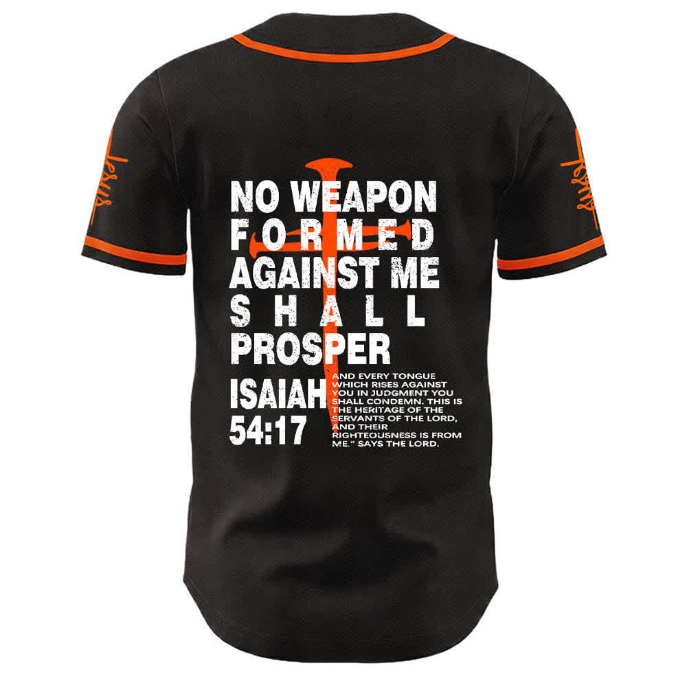 Camiseta de béisbol de Christianartworkshop: Ninguna arma forjada contra mí prosperará. - image 10