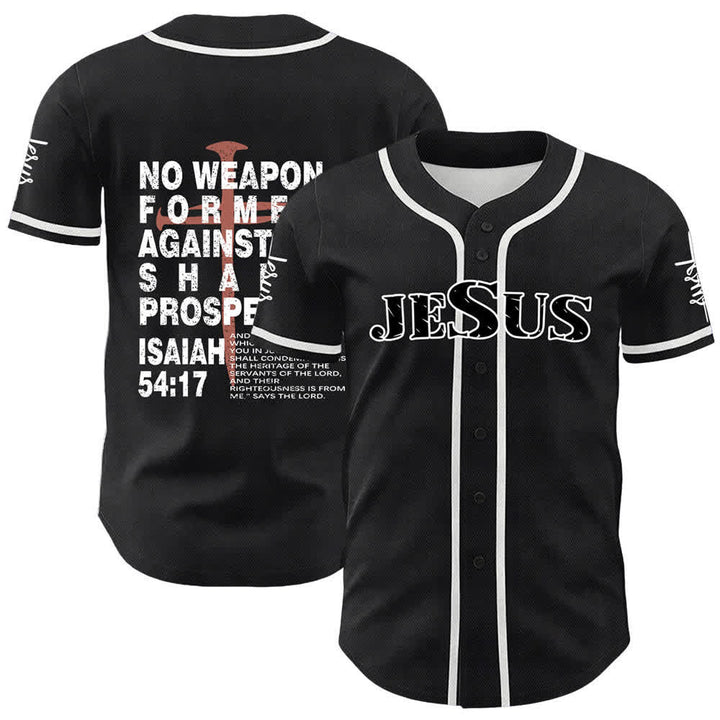 Camiseta de béisbol de Christianartworkshop: Ninguna arma forjada contra mí prosperará. - Blanco - 5XL - image 0