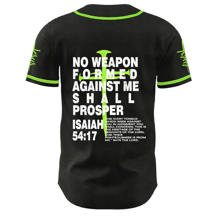 Camiseta de béisbol de Christianartworkshop: Ninguna arma forjada contra mí prosperará. - image 19