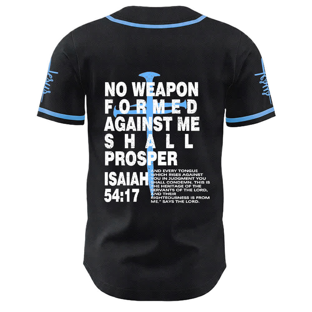 Camiseta de béisbol de Christianartworkshop: Ninguna arma forjada contra mí prosperará. - image 13