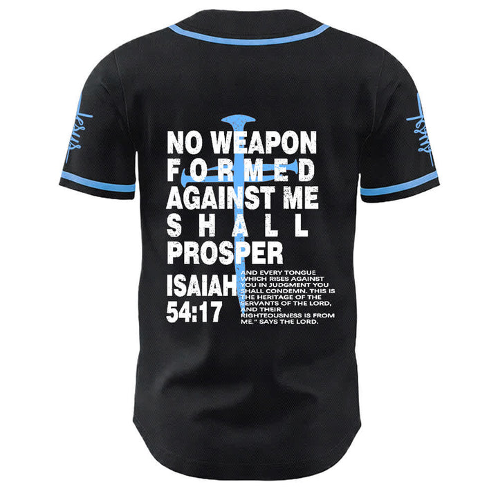 Camiseta de béisbol de Christianartworkshop: Ninguna arma forjada contra mí prosperará. - image 13