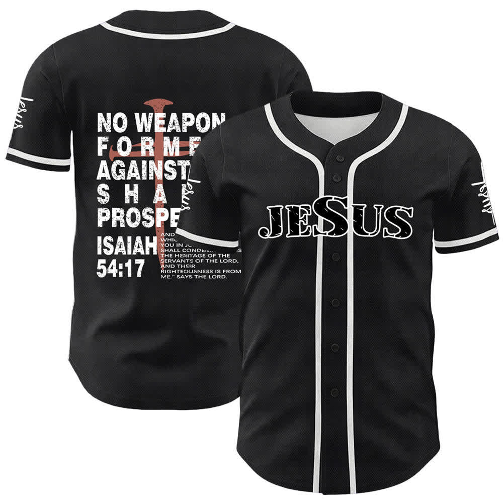 Christianartworkshop Ninguna arma forjada contra mí prosperará (camiseta de béisbol) - Blanco - 5XL - image 0