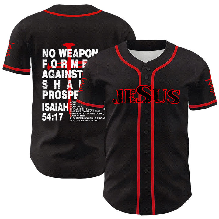 Camiseta de béisbol de Christianartworkshop: Ninguna arma forjada contra mí prosperará. - Rojo - 5XL - image 3