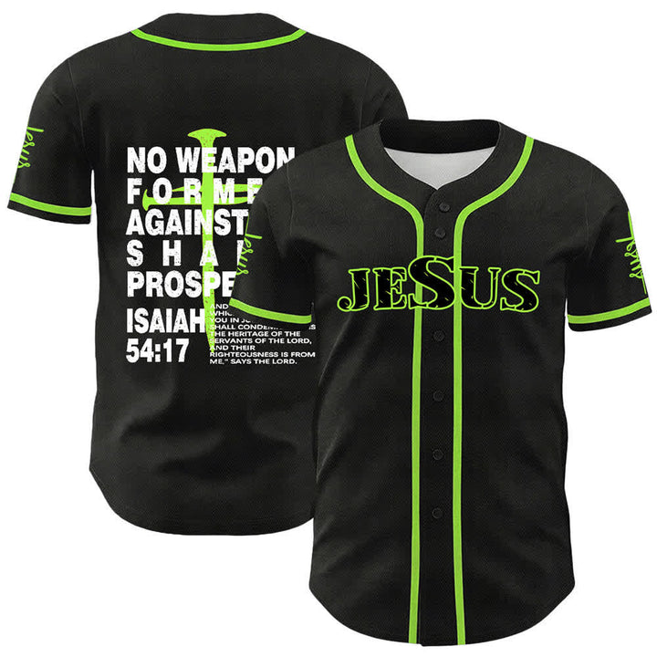 Camiseta de béisbol de Christianartworkshop: Ninguna arma forjada contra mí prosperará. - Verde - 5XL - image 18