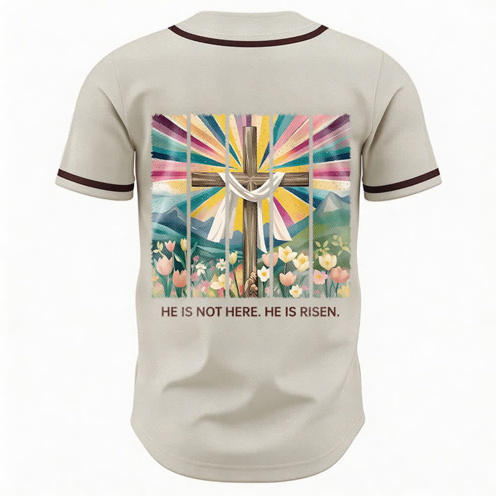 Christianartworkshop Él no está aquí, él ha resucitado. Camiseta de béisbol unisex Faith. - image 1