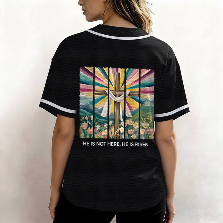 Camiseta de béisbol unisex con la frase "Él no está aquí, él ha resucitado" de Christianartworkshop. - image 19
