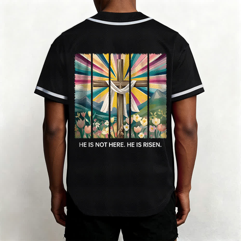 Camiseta de béisbol unisex con la frase "Él no está aquí, él ha resucitado" de Christianartworkshop. - image 17