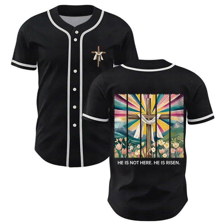 Camiseta de béisbol unisex con la frase "Él no está aquí, él ha resucitado" de Christianartworkshop. - Negro - 5XL - image 14