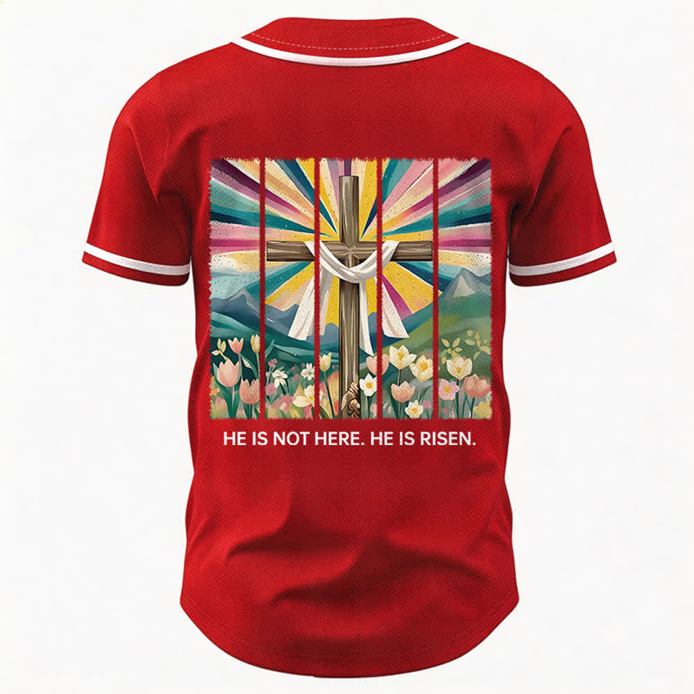 Camiseta de béisbol unisex con la frase "Él no está aquí, él ha resucitado" de Christianartworkshop. - image 22
