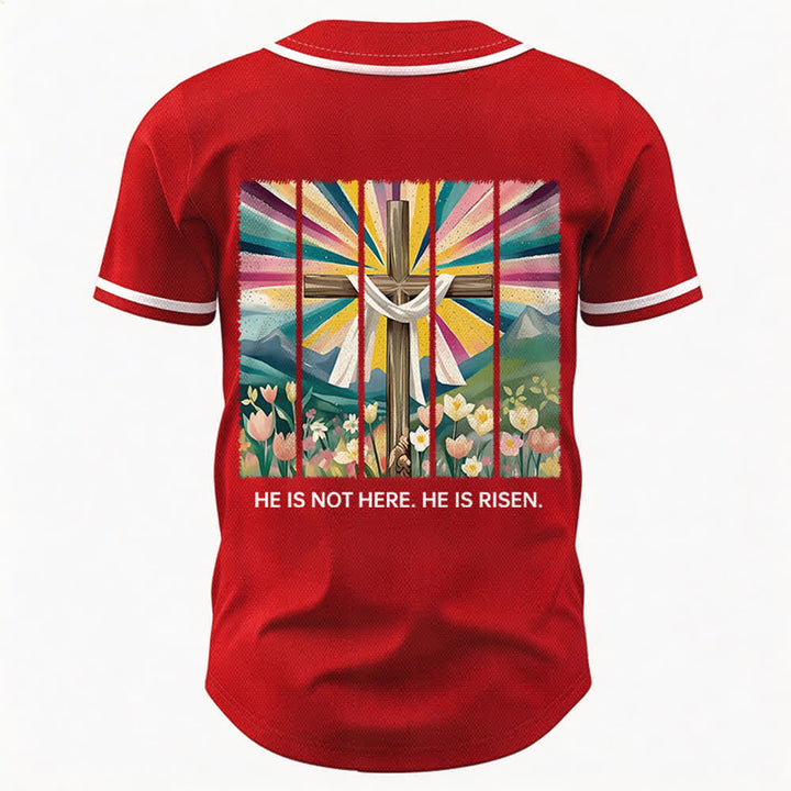 Camiseta de béisbol unisex con la frase "Él no está aquí, él ha resucitado" de Christianartworkshop. - image 22