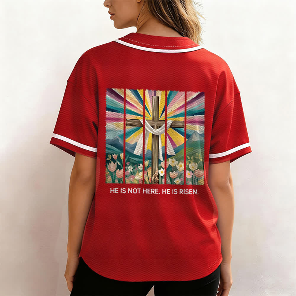 Camiseta de béisbol unisex con la frase "Él no está aquí, él ha resucitado" de Christianartworkshop. - image 26