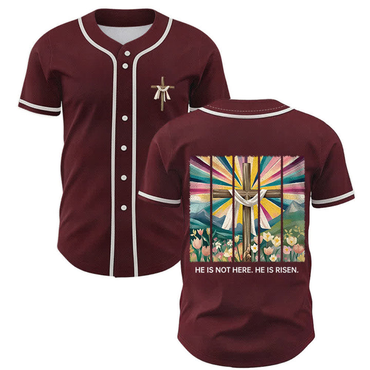 Camiseta de béisbol unisex con la frase "Él no está aquí, él ha resucitado" de Christianartworkshop. - Vino - 5XL - image 28
