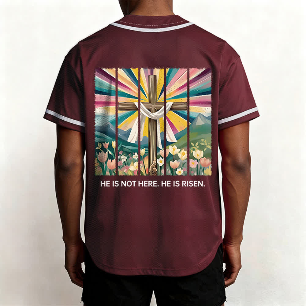 Camiseta de béisbol unisex con la frase "Él no está aquí, él ha resucitado" de Christianartworkshop. - image 31