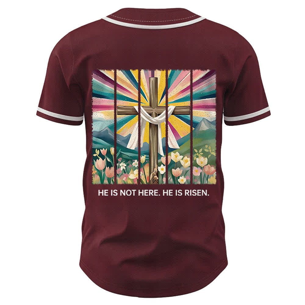 Camiseta de béisbol unisex con la frase "Él no está aquí, él ha resucitado" de Christianartworkshop. - image 29