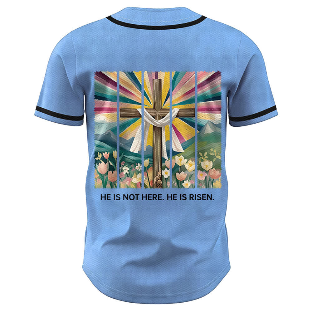 Camiseta de béisbol unisex con la frase "Él no está aquí, él ha resucitado" de Christianartworkshop. - image 36