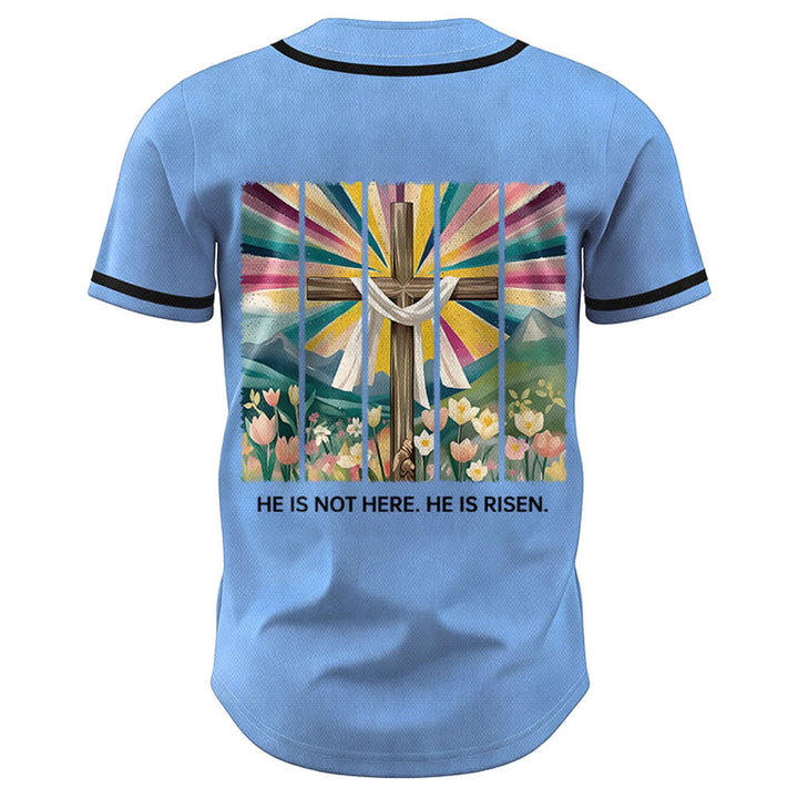 Camiseta de béisbol unisex con la frase "Él no está aquí, él ha resucitado" de Christianartworkshop. - image 36