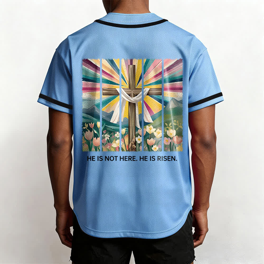 Camiseta de béisbol unisex con la frase "Él no está aquí, él ha resucitado" de Christianartworkshop. - image 38