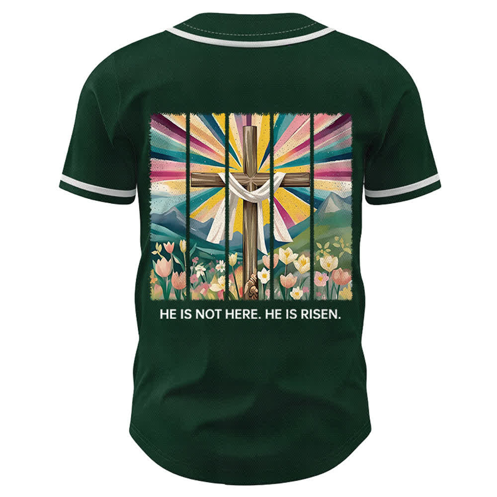 Camiseta de béisbol unisex con la frase "Él no está aquí, él ha resucitado" de Christianartworkshop. - image 43