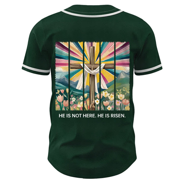 Camiseta de béisbol unisex con la frase "Él no está aquí, él ha resucitado" de Christianartworkshop. - image 43