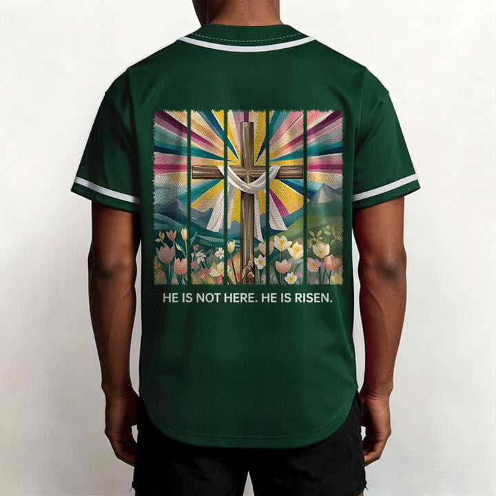 Camiseta de béisbol unisex con la frase "Él no está aquí, él ha resucitado" de Christianartworkshop. - image 45