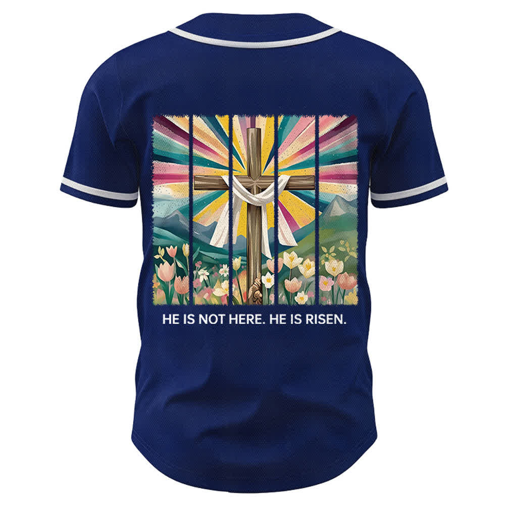 Camiseta de béisbol unisex con la frase "Él no está aquí, él ha resucitado" de Christianartworkshop. - image 50