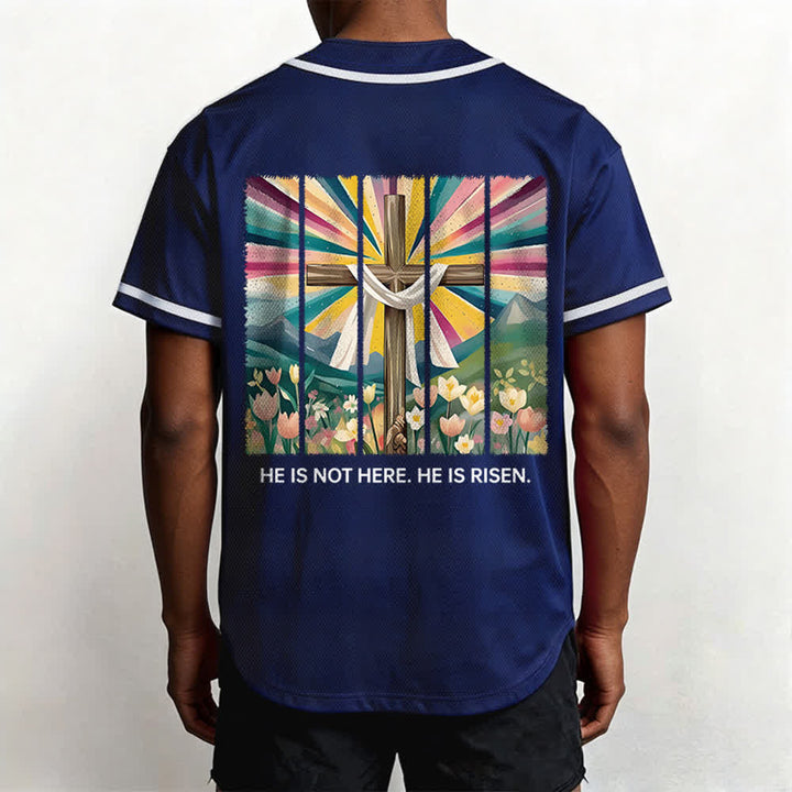 Camiseta de béisbol unisex con la frase "Él no está aquí, él ha resucitado" de Christianartworkshop. - image 52