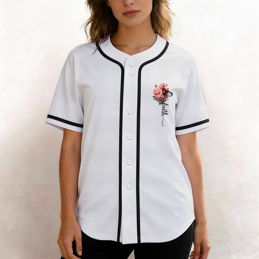 Christianartworkshop "Quizás fuiste creado para un momento como este" Ester 4:14 Camiseta de béisbol con botones y estampado de peonías Faith - image 6