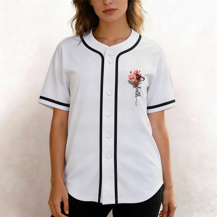Christianartworkshop "Quizás fuiste creado para un momento como este" Ester 4:14 Camiseta de béisbol con botones y estampado de peonías Faith - image 6