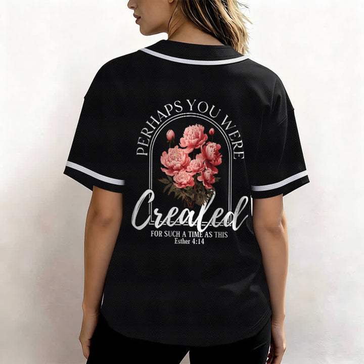 Christianartworkshop "Quizás fuiste creado para un momento como este" Ester 4:14 Camiseta de béisbol con botones y estampado de peonías Faith - image 12