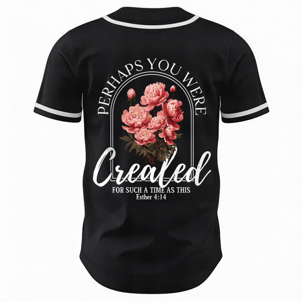 Christianartworkshop "Quizás fuiste creado para un momento como este" Ester 4:14 Camiseta de béisbol con botones y estampado de peonías Faith - image 8