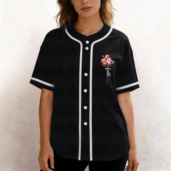 Christianartworkshop "Quizás fuiste creado para un momento como este" Ester 4:14 Camiseta de béisbol con botones y estampado de peonías Faith - image 13