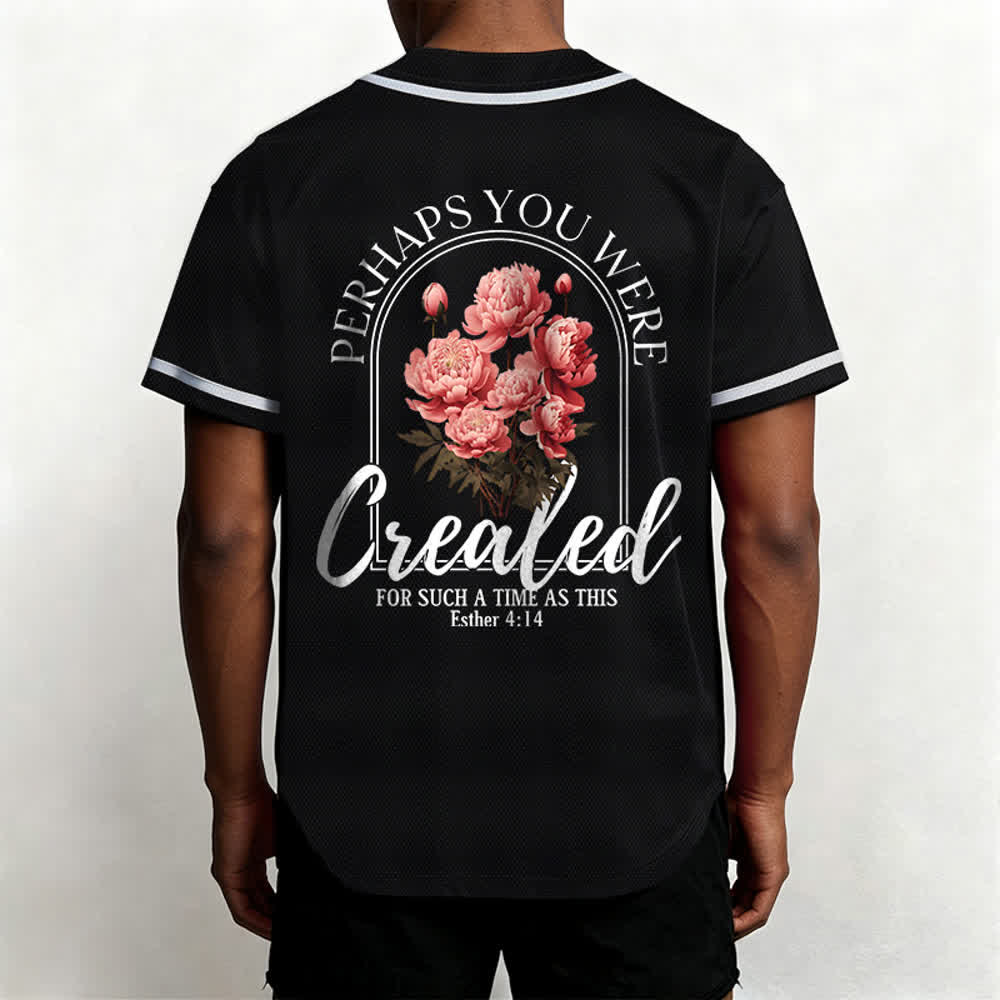Christianartworkshop "Quizás fuiste creado para un momento como este" Ester 4:14 Camiseta de béisbol con botones y estampado de peonías Faith - image 10