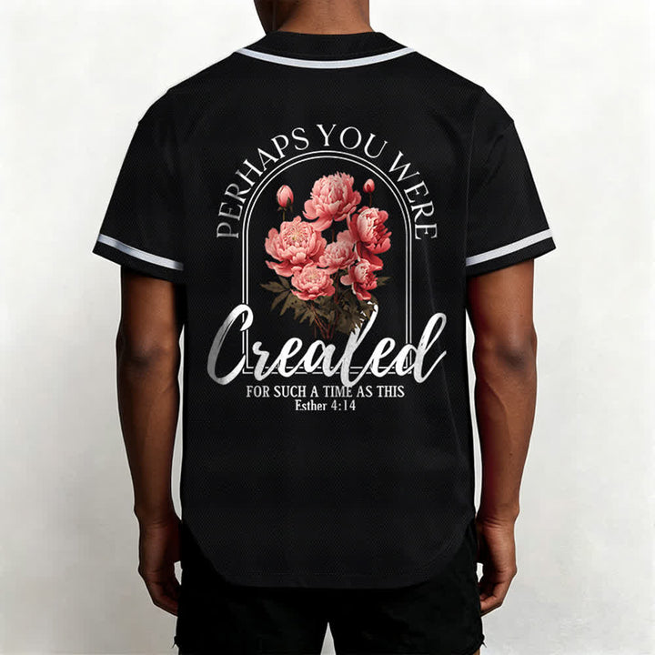 Christianartworkshop "Quizás fuiste creado para un momento como este" Ester 4:14 Camiseta de béisbol con botones y estampado de peonías Faith - image 10