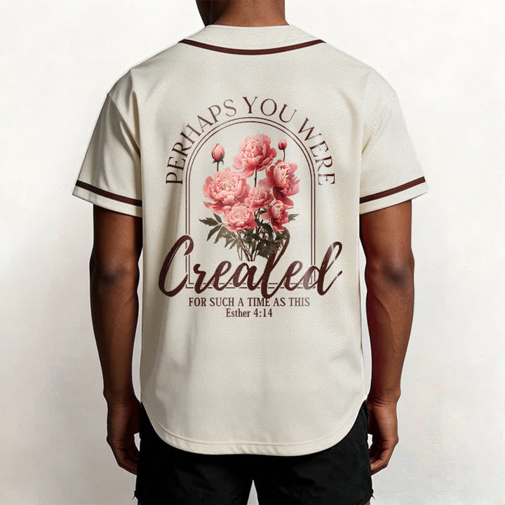 Christianartworkshop "Quizás fuiste creado para un momento como este" Ester 4:14 Camiseta de béisbol con botones y estampado de peonías Faith - image 17