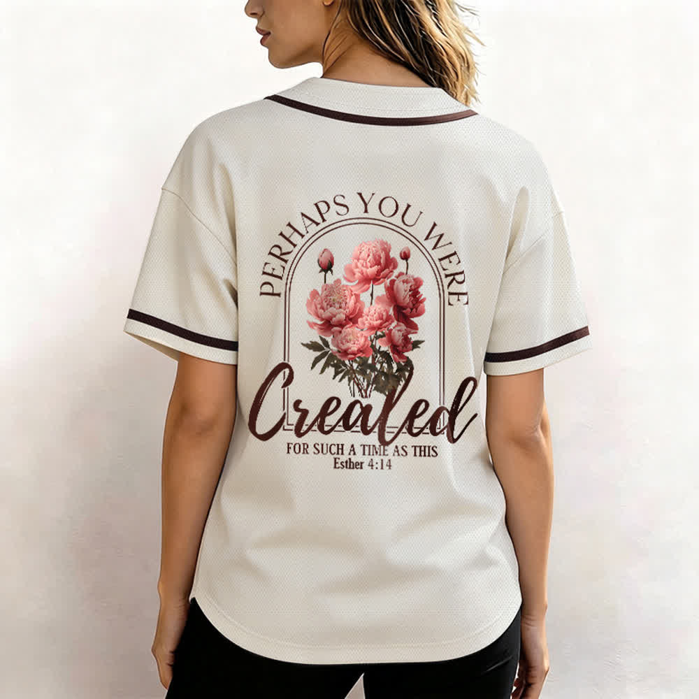 Christianartworkshop "Quizás fuiste creado para un momento como este" Ester 4:14 Camiseta de béisbol con botones y estampado de peonías Faith - image 19