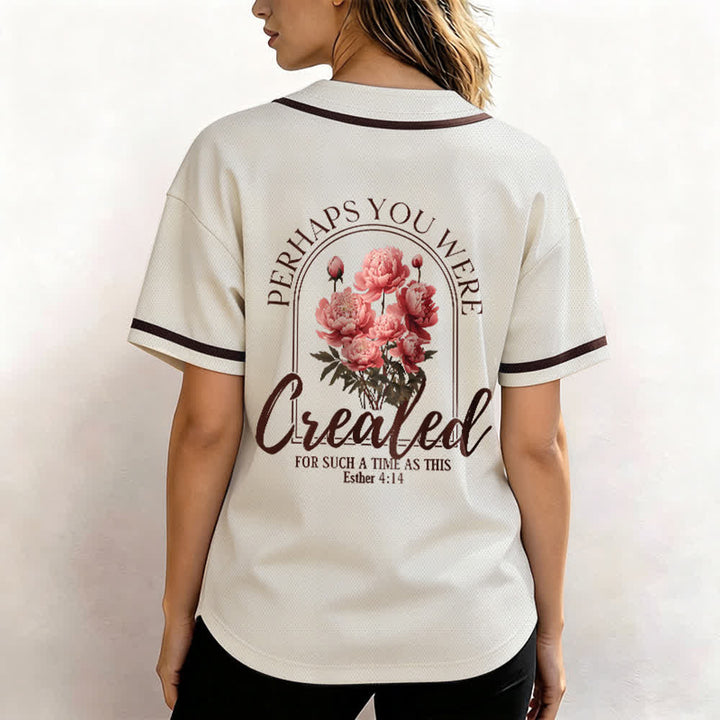 Christianartworkshop "Quizás fuiste creado para un momento como este" Ester 4:14 Camiseta de béisbol con botones y estampado de peonías Faith - image 19