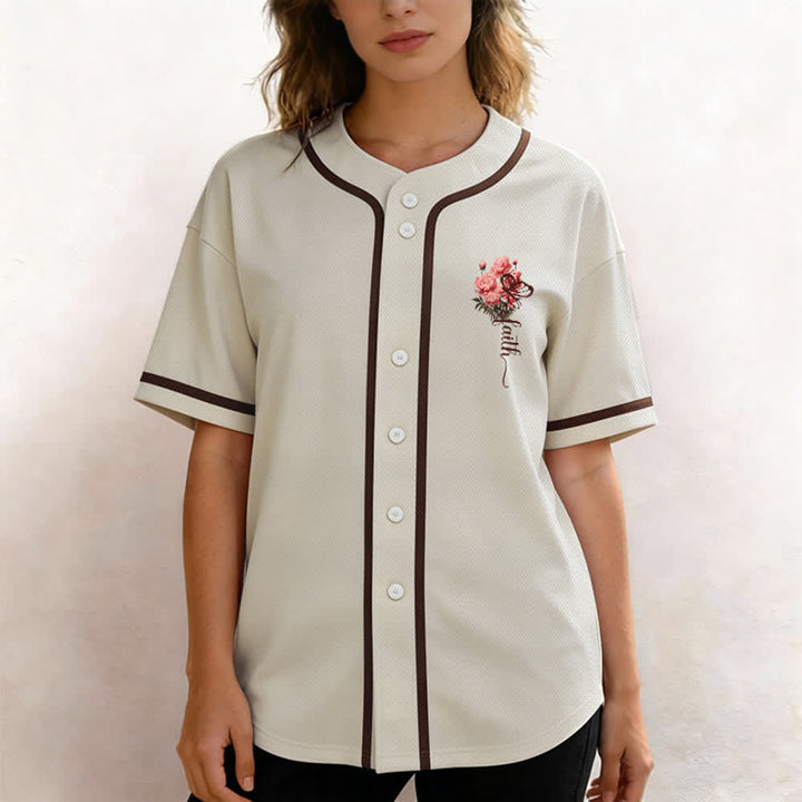 Christianartworkshop "Quizás fuiste creado para un momento como este" Ester 4:14 Camiseta de béisbol con botones y estampado de peonías Faith - image 20