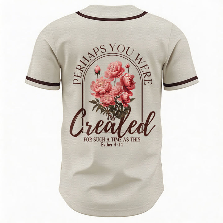 Christianartworkshop "Quizás fuiste creado para un momento como este" Ester 4:14 Camiseta de béisbol con botones y estampado de peonías Faith - image 15
