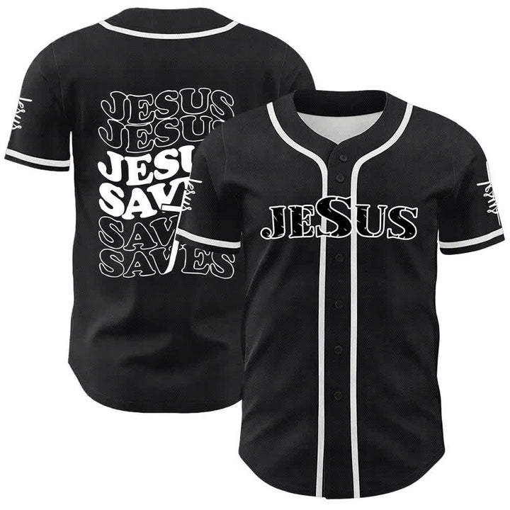 Camiseta de béisbol unisex personalizada con la frase "Jesús salva" de Christianartworkshop. - Blanco - 5XL - image 3