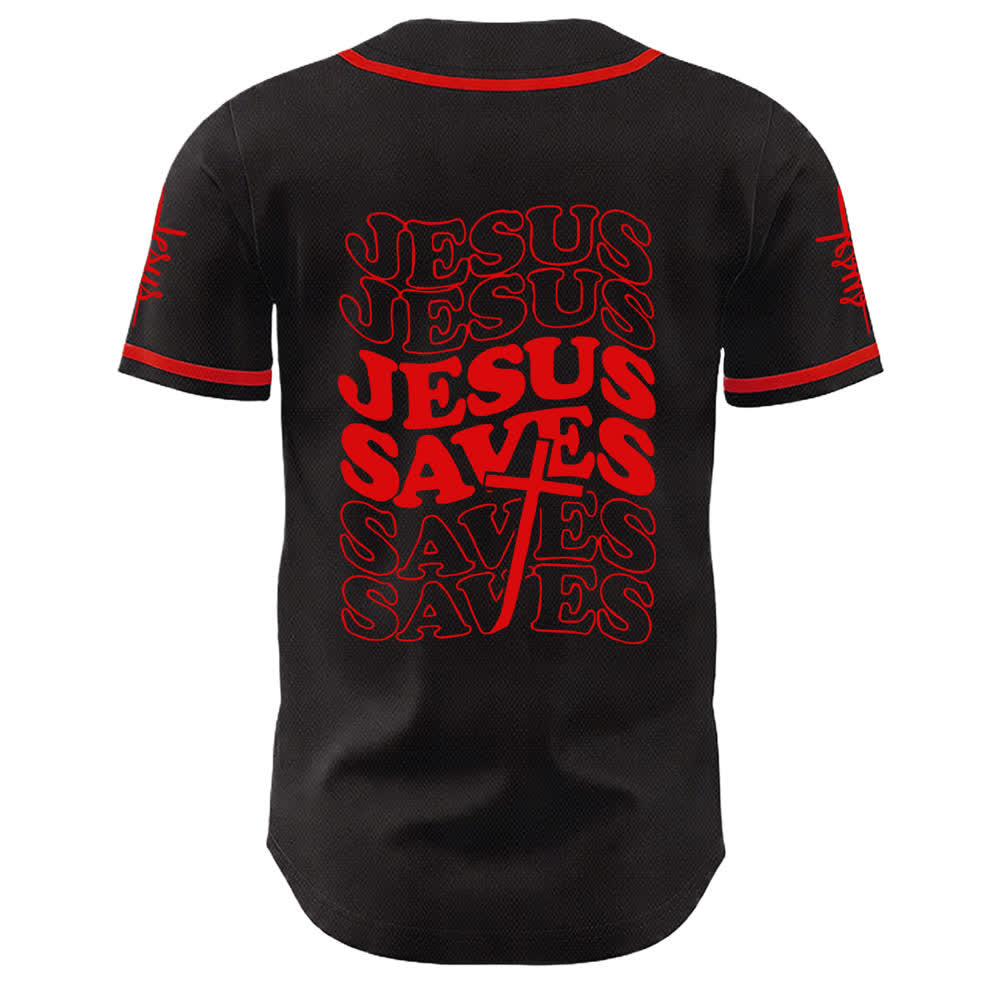 Camiseta de béisbol unisex personalizada con la frase "Jesús salva" de Christianartworkshop. - image 7