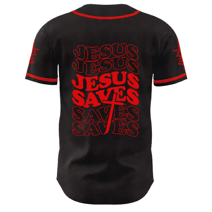 Camiseta de béisbol unisex personalizada con la frase "Jesús salva" de Christianartworkshop. - image 7