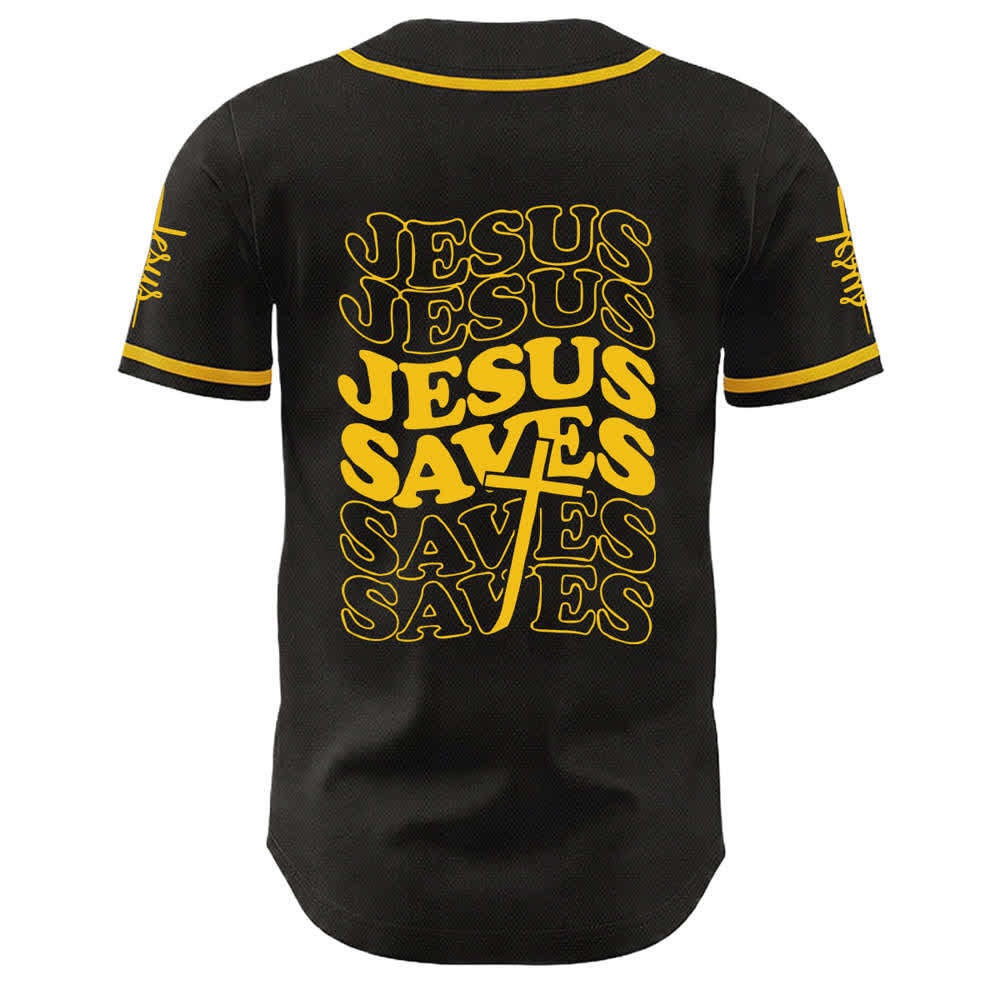 Camiseta de béisbol unisex personalizada con la frase "Jesús salva" de Christianartworkshop. - image 10