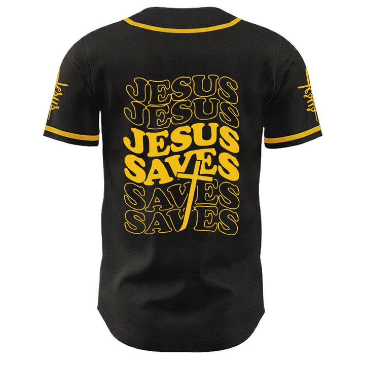 Camiseta de béisbol unisex personalizada con la frase "Jesús salva" de Christianartworkshop. - image 10