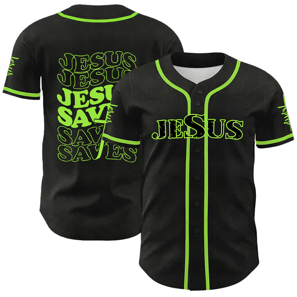 Camiseta de béisbol unisex personalizada con la frase "Jesús salva" de Christianartworkshop. - Verde - 5XL - image 18